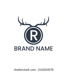 R letter logo vector with deer antlers, Suitable for any business use.