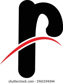 r letter logo vector design with red line