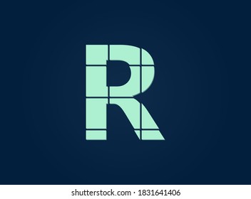 R letter logo, vector desing font.  Made of knife cut. For logo, brand label, design elements, corporate identity, application & more. IsolatedEps10 illustration