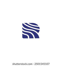 R letter logo, water line wave R, land structure waves
