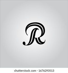 R letter logo with white background.The black letter icon.The letter design.