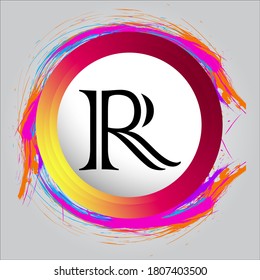 R letter logo with white background.The black letter icon.This is company logo.
