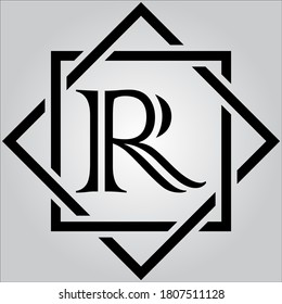 R letter logo with white background.The black letter icon.This is company logo.