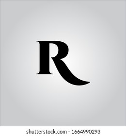 R letter logo with white gradient background.Nice letter icon.Black letter logo design.