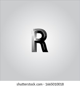 R letter logo with white gradient background.The black letter icon.Nice letter design.