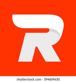 R letter logo with a wing on red. Font style, vector design template elements for your application or corporate identity.
