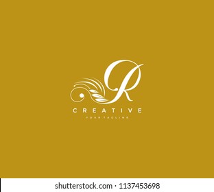 R letter luxury flourishes ornament logo