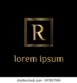 R letter luxury golden vector logo design template