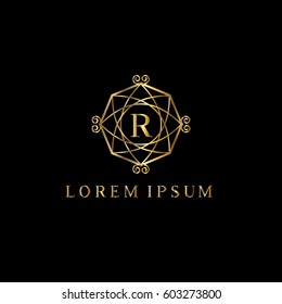 R letter luxury golden vector logo