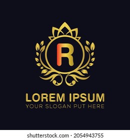 R letter luxury logo design template vector