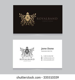 R letter Luxury Royal Brand Logo and Business Card Template