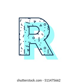 R letter memphis geometrical font alphabets