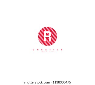R Letter Modern Circle Stripped Logo