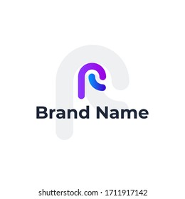 R Letra moderna degradado Vector de diseño de logotipo mínimo
