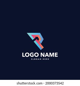 R letter modern logo design