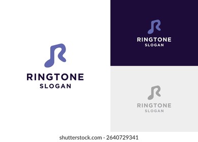 R Letter and Music Notes Ringtone Vector Logo Design Inspiration.