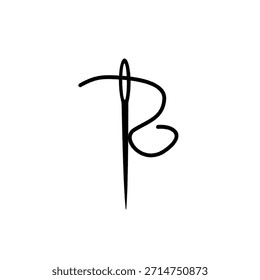 r Buchstabennadel-Design, r Buchstabenfaden in der Nadel
