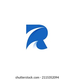 R letter with Ocean Water Wave Logo Design Vector