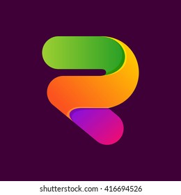 R letter one line colorful logo. Font style, vector design template elements for your application or corporate identity.