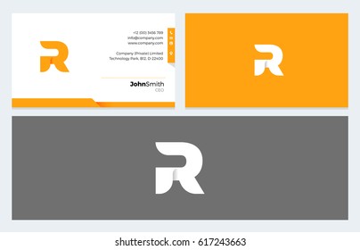 R Letter Origami logo and Business Card template