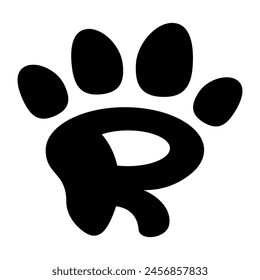 R letter paw pet logo template