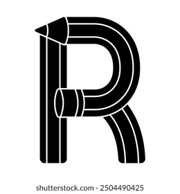 R letter pencil letter font