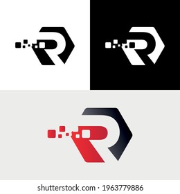 R Letter Pixel Abstract Logo