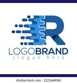 R Letter Pixel Icon Vector Logo element. Letter speed logo template