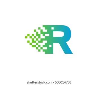 R Letter Pixel Motion Logo Design Template 