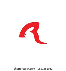 R letter with rabbit vector logo