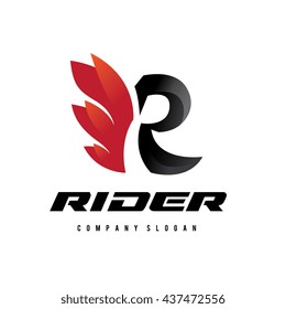 R letter rider logo template