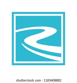 R Letter River Logo Template
