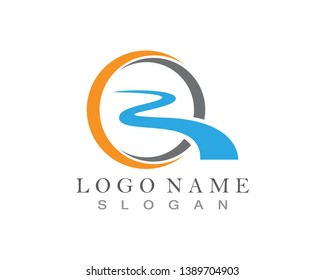 R Letter River Logo Template