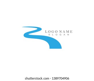 R Letter River Logo Template