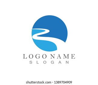 R Letter River Logo Template