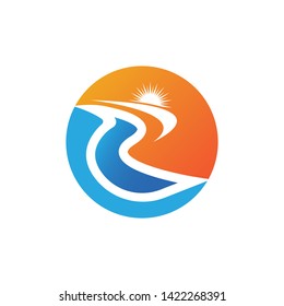 R Letter River Logo Template vector icon illustration design