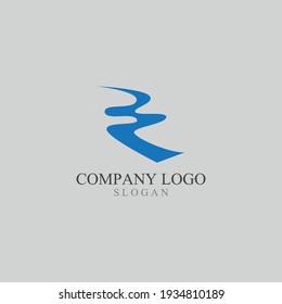 Ilustración de vectores de plantillas de logotipo de río R Letter