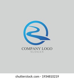 Ilustración de vectores de plantillas de logotipo de río R Letter