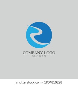 Ilustración de vectores de plantillas de logotipo de río R Letter