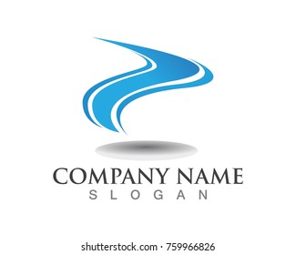 R Letter River Logo Template