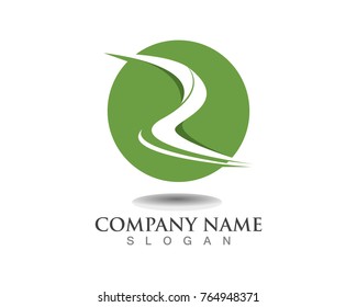 R Letter River Logo Template