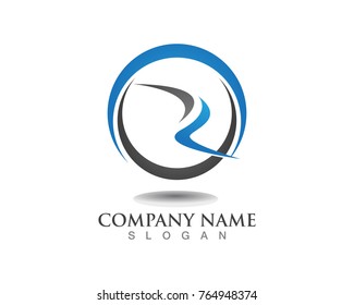 R Letter River Logo Template