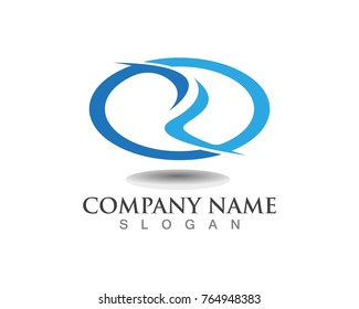 R Letter River Logo Template