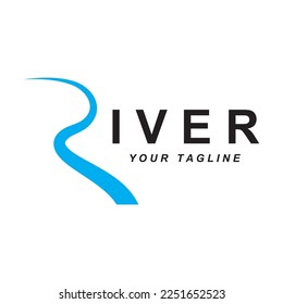 r letter and river logo vector with slogan template