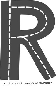 R Letter Road Alphabet Kids Vector Illustration