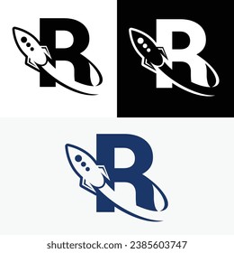 R Letter Rocket Fly Abstract Logo