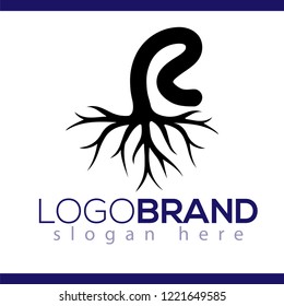 R letter Root logo element template