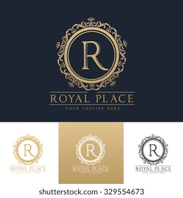 R letter Royal Place Hotel and luxury Fashion brand identity