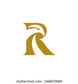 R letter shape eagle logo design illustration
