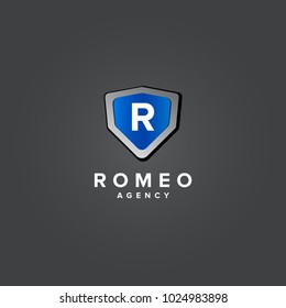 R Letter Shield Letter Logo Icon Template for web and business card, Letter Logo template
